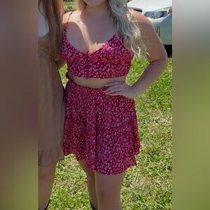 Princess Polly Red Floral Skirt Set